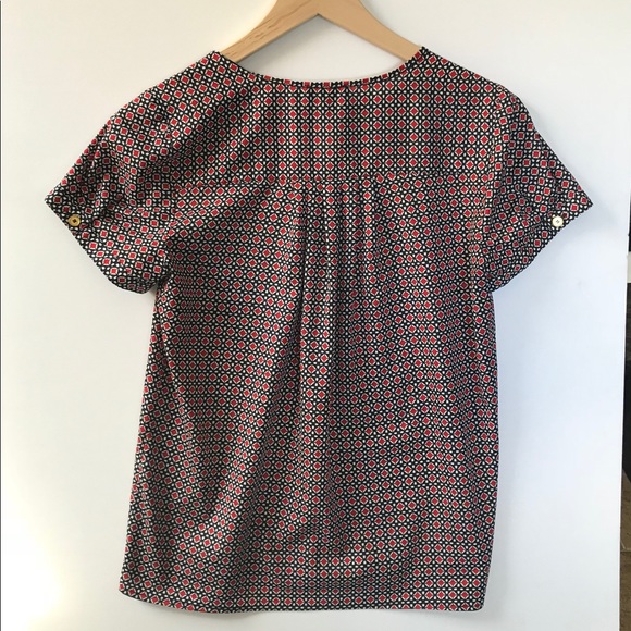 The Limited Red and Blue Blouse Split Neckline - Picture 4 of 7